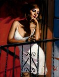 Fabian Perez Fabian Perez Saba at the Balcony XIV - White Dress